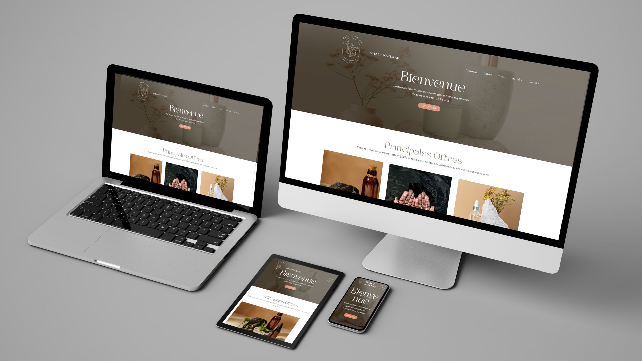 Visuels du site internet responsive du pack Vitalis Naturae