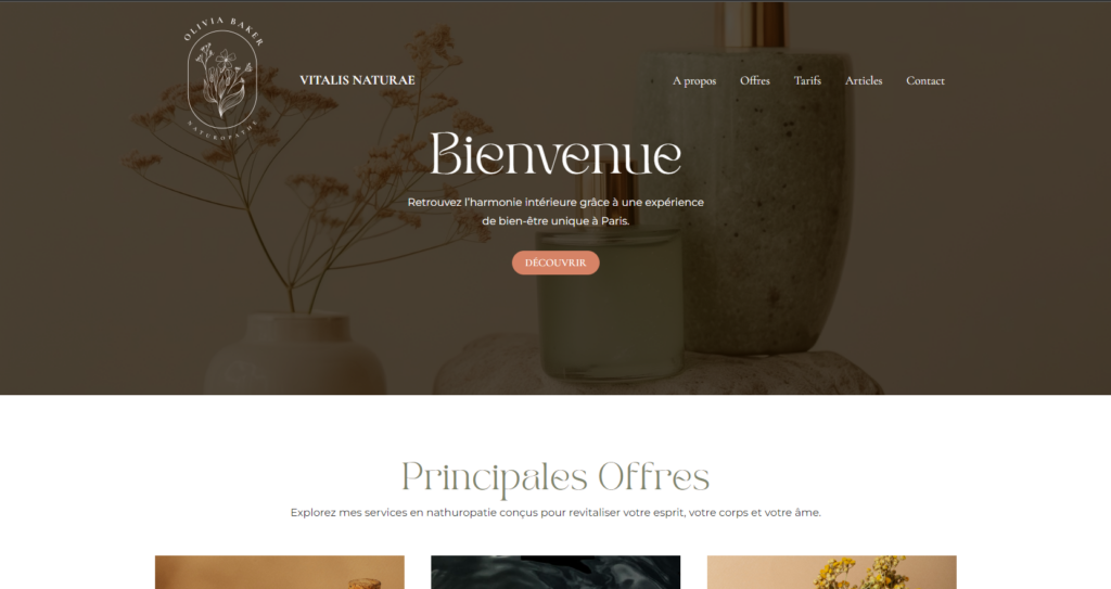 Page d'accueil du site internet Vitalis Naturae