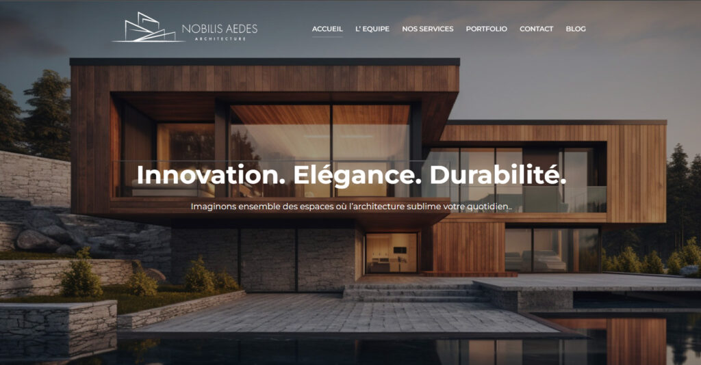 Page d'accueil du site internet Nobilis Aedes